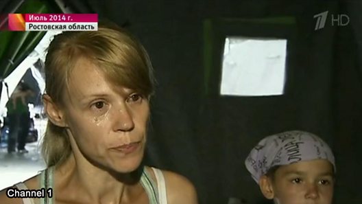 Russian TV picture of woman at the heart of Channel One's discredited "crucified boy" story